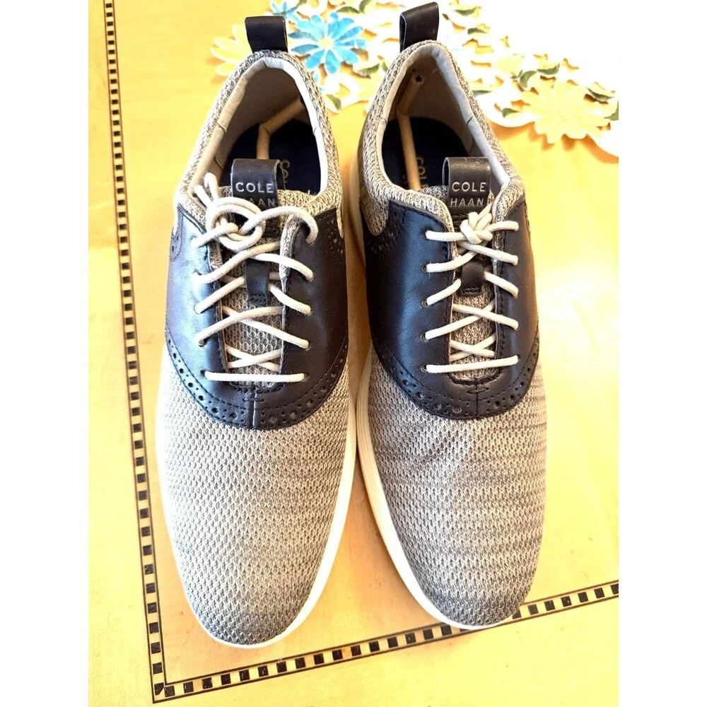 Cole Haan Grand Tour Knit Oxford Mens Size 9 M Gray Black Shoes Lace Up EUC